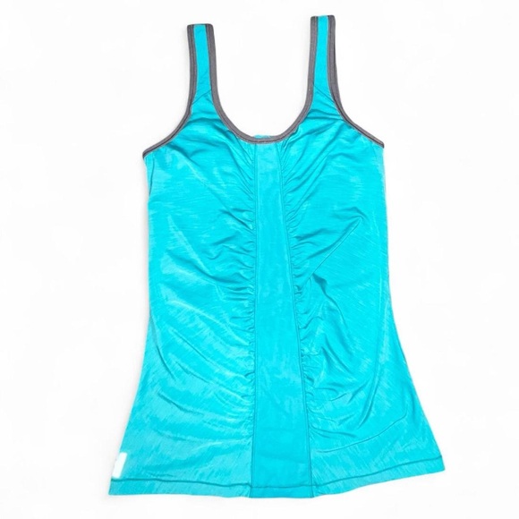 loel Tops - Aqua Sleeveless Top with Gray Trim